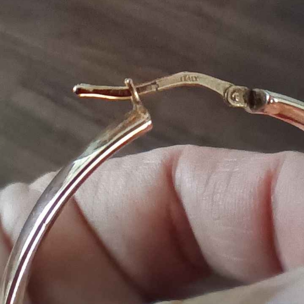 Rose Gold Necklace marked 925 & Milor Bronze Italy Hoop Earrings Bundle - Picture 5 of 10